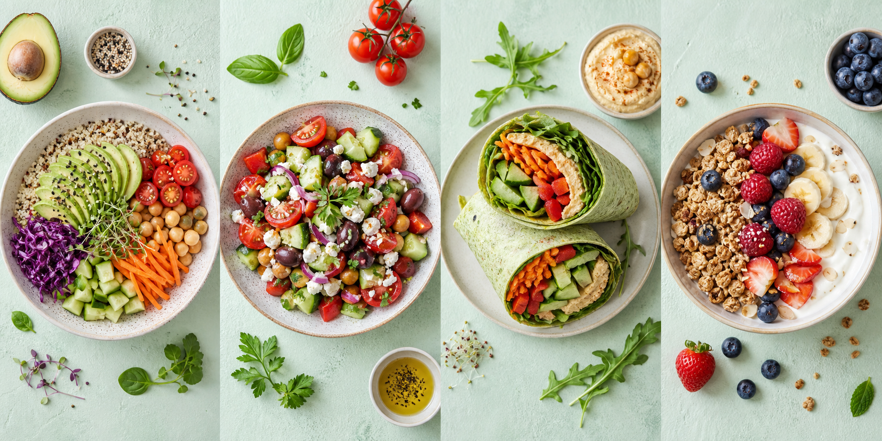 Bowl saludable con aguacate y vegetales